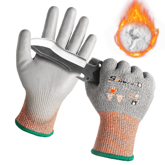 Schwer Winter Cut Resistant Gloves | ANSI A5, PU Grip, Touchscreen, CR3088-W