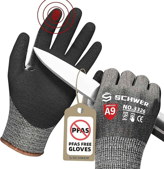 Schwer Cut Resistant Gloves | ANSI A9, Nitrile Grip, Touchscreen, PR3326