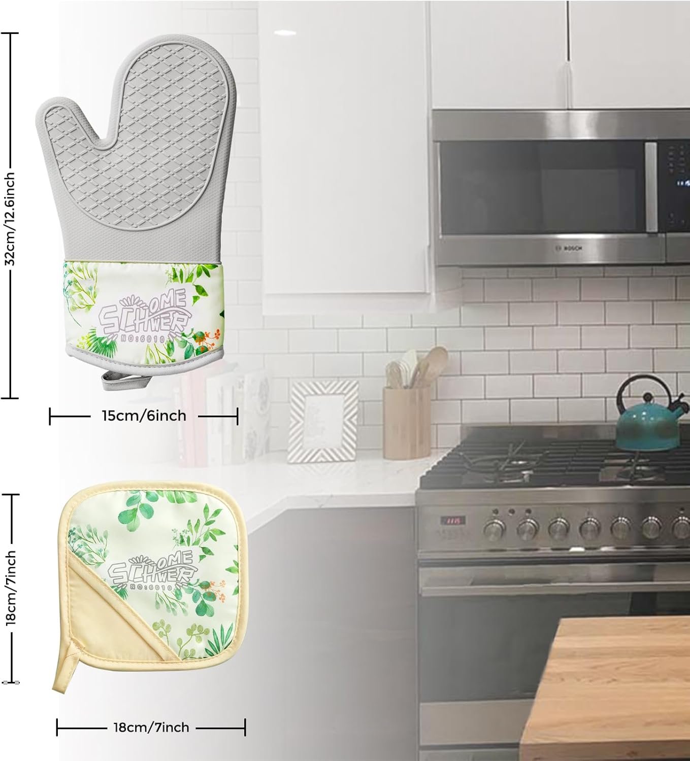 Schwer Oven Mitts & Pot Holders | Silicone, 500°F Heat Resistant, 4 Pcs