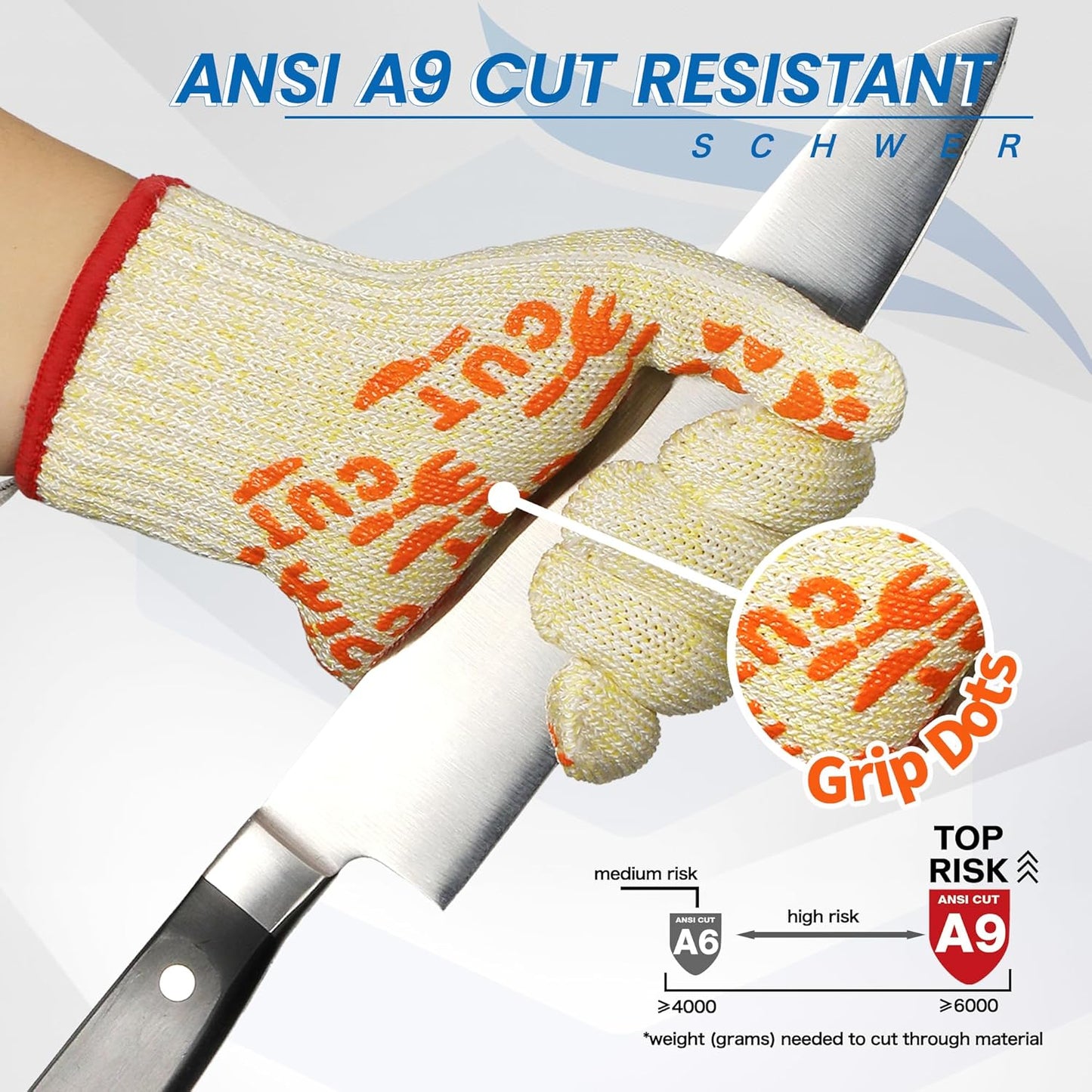 Slicepro ANSI A9フードグレードの非スリップ切断手袋PR1501-GD