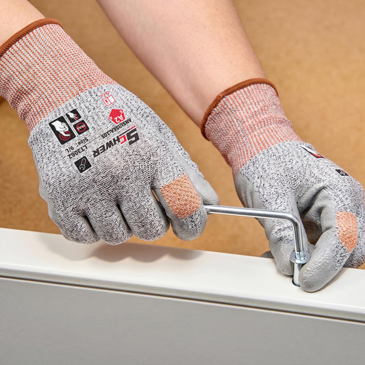 Schwer Level 6 Abrasion Work Gloves, ANSI A2 Cut, PU Grip, 12 Pairs | LT3062