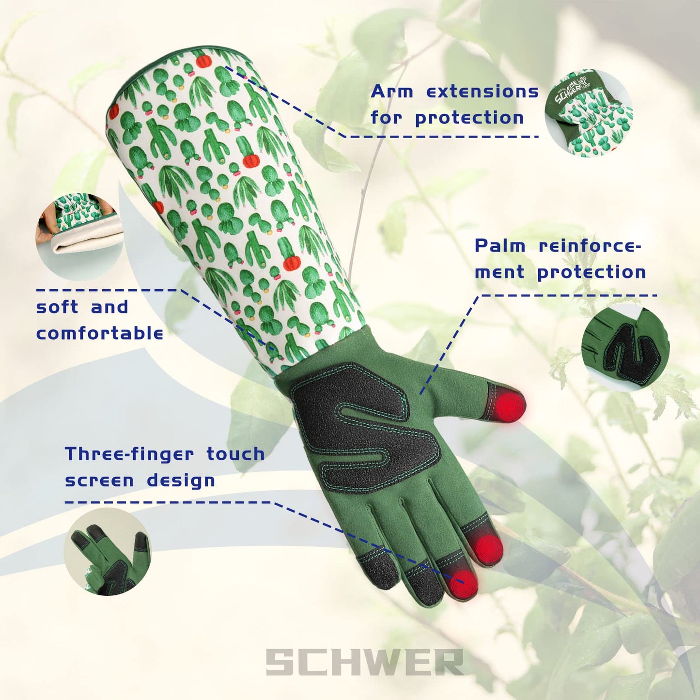 Guanti di giardinaggio lunghi L010 con protezione dell'avambraccio