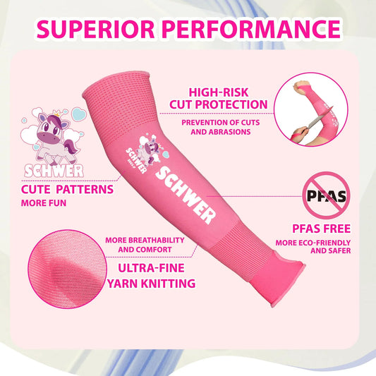 Mini-Kiddo ANSI A6 Souses de bras résistant aux coupes pour enfants, rose