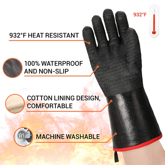 Schwer 932℉ Heat Resistant Gloves | Waterproof for Grill, Cooking
