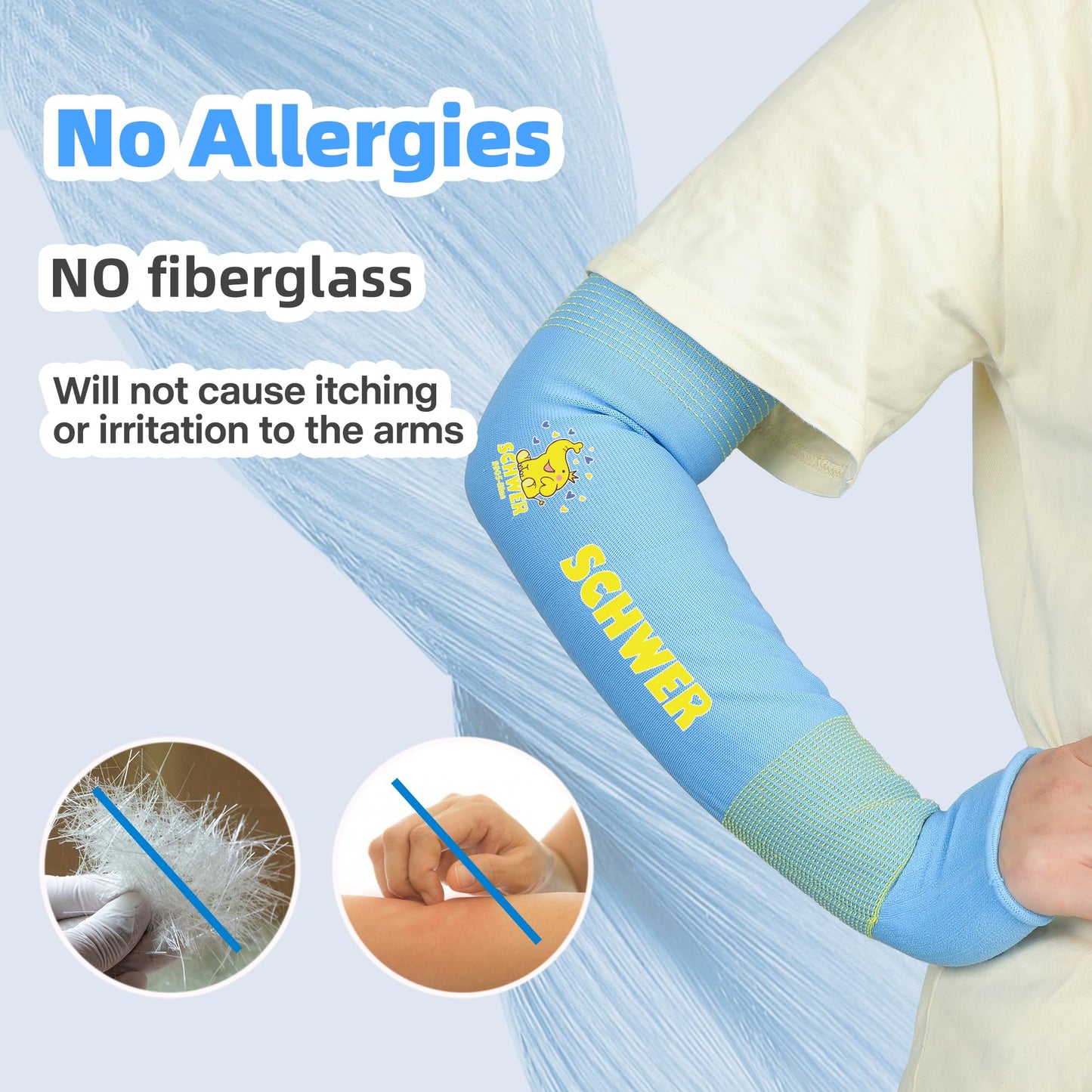 Mini-kiddo ansi a6 geschnittene resistente Armärmel für Kinder, blau