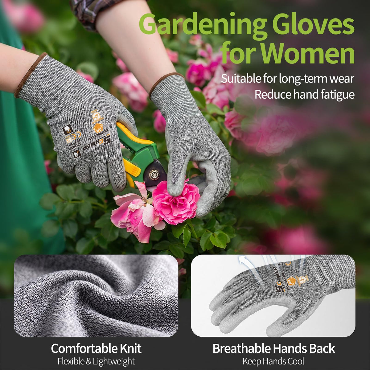 Schwer Cut Resistant Gloves | ANSI A4, Level 5 Abrasion, PU Grip, 12 Pairs, CR3011