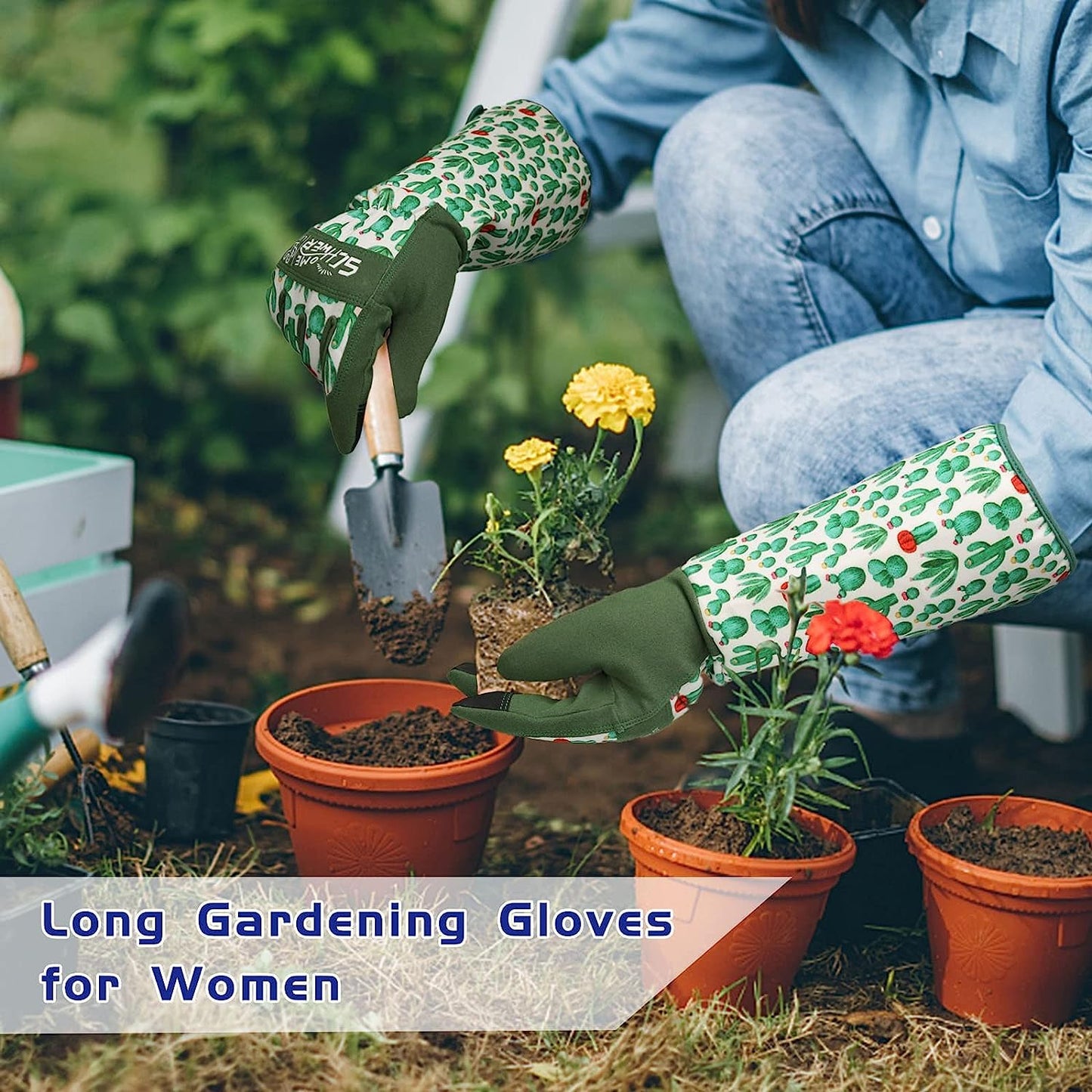 Guanti di giardinaggio lunghi L010 con protezione dell'avambraccio