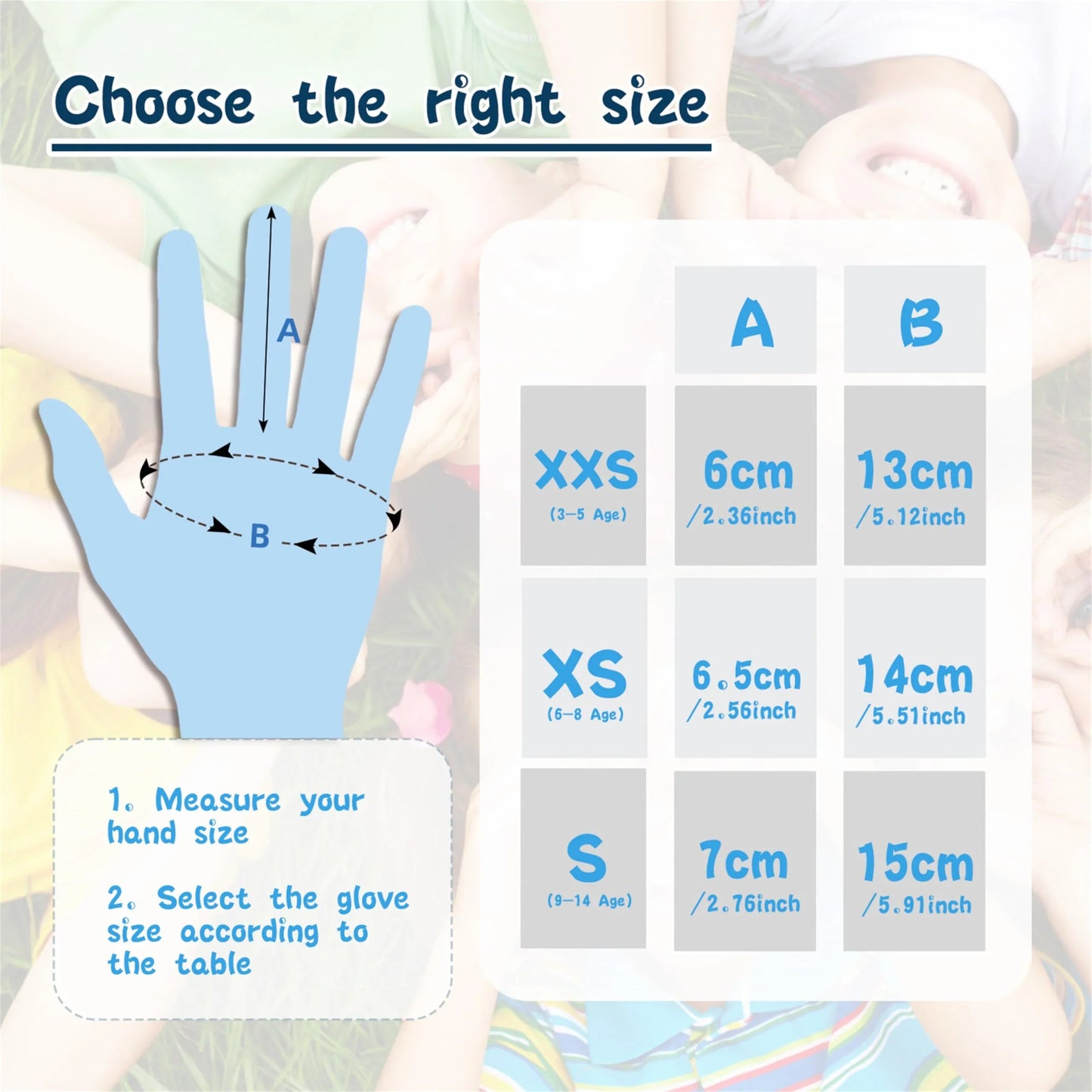 2 pares Ansi A6 Mini-Kiddo para niños Guantes de jardín MN1917, Sky Blue