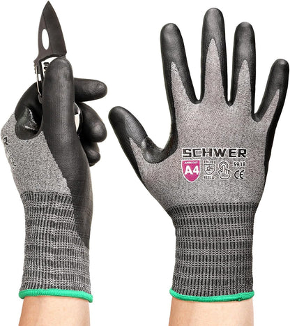 Schwer Air-Skin Cut Resistant Gloves | ANSI A4, Nitrile Grip, Touch screen, AR5918