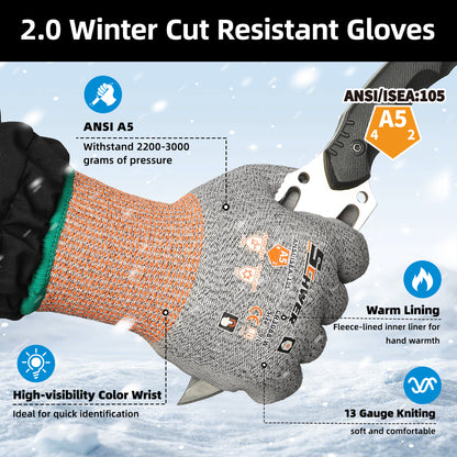 Schwer Winter Cut Resistant Gloves | ANSI A5, PU Grip, Touchscreen, CR3088-W