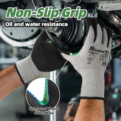 ANSI A6 Cut Resistant Gloves 13G NBR Sandy Foam CR3028-
