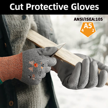 Schwer Winter Cut Resistant Gloves | ANSI A5, PU Grip, Touchscreen, CR3088-W