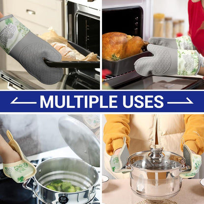 Schwer Oven Mitts & Pot Holders | Silicone, 500°F Heat Resistant, 4 Pcs