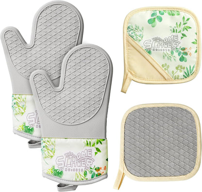 Schwer Oven Mitts & Pot Holders | Silicone, 500°F Heat Resistant, 4 Pcs