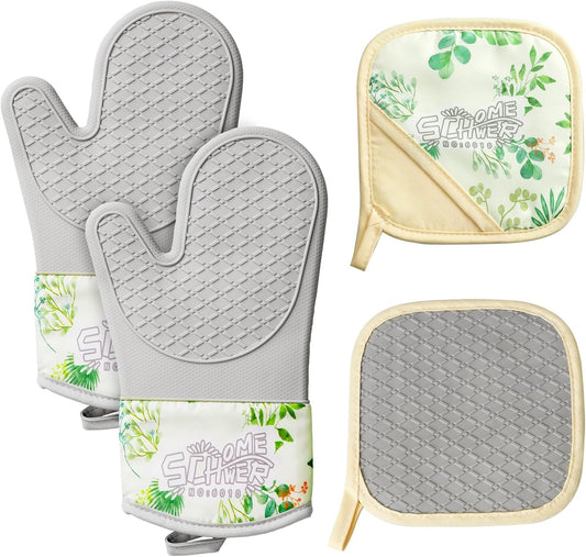 Schwer Oven Mitts & Pot Holders | Silicone, 500°F Heat Resistant, 4 Pcs