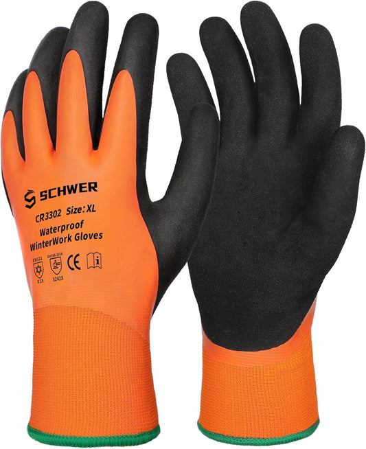 Schwer Winter Waterproof Work Gloves | Latex Grip, Touchscreen, CR3302
