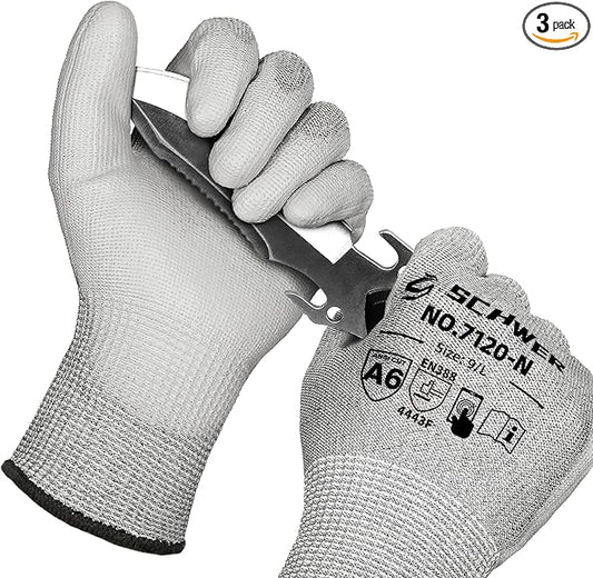3 pares de guantes resistentes al corte A6 ANSI A6 CR7120