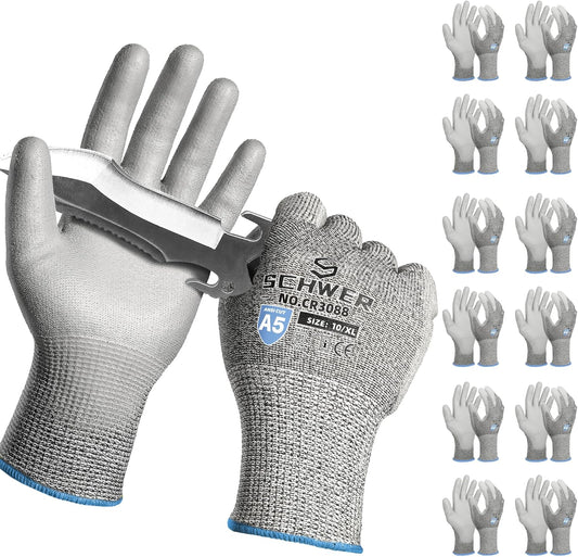 Schwer Cut Resistant Gloves | ANSI A5, PU Grip, CR3088, 12 Pairs