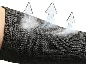Black sleeve with moisture management features on a person's arm