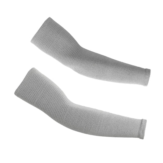Gray arm sleeves set against a white background