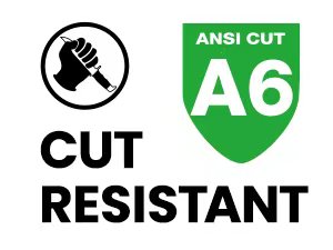 Cut resistant material certification logo with ANSI CUT A6 label