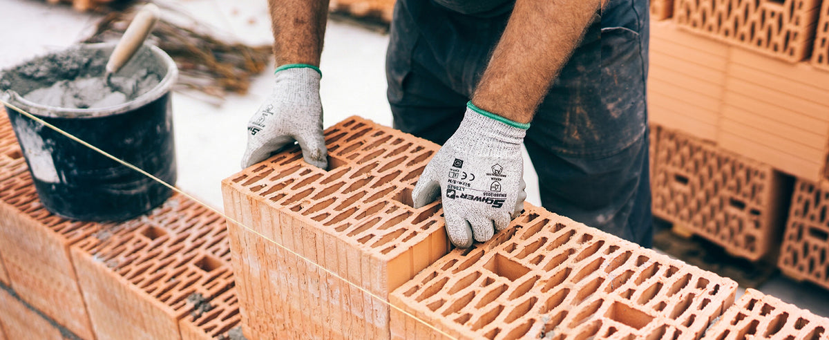 Schwer Abrasion Resistant Work Gloves | ANSI A2 Cut Protection, PU Grip, 12Pairs,LT5636 - Bricklaying