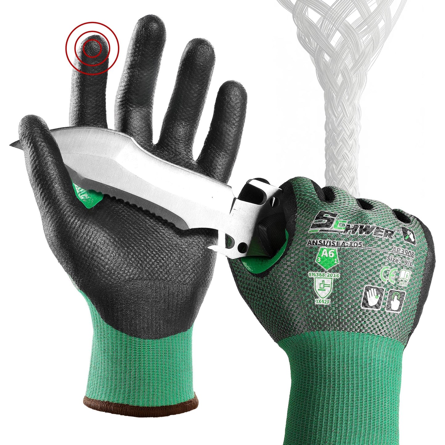 Schwer ANSI A6 Cut Resistant Gloves | AIR-SKIN, Micro Foam Nitrile, AR3908