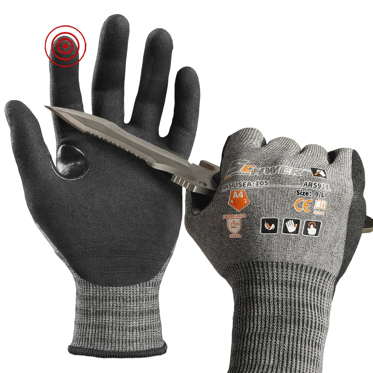 Schwer Air-Skin Cut Resistant Gloves, ANSI A4, Nitrile Grip, Touchscreen, AR5918 - product image 1