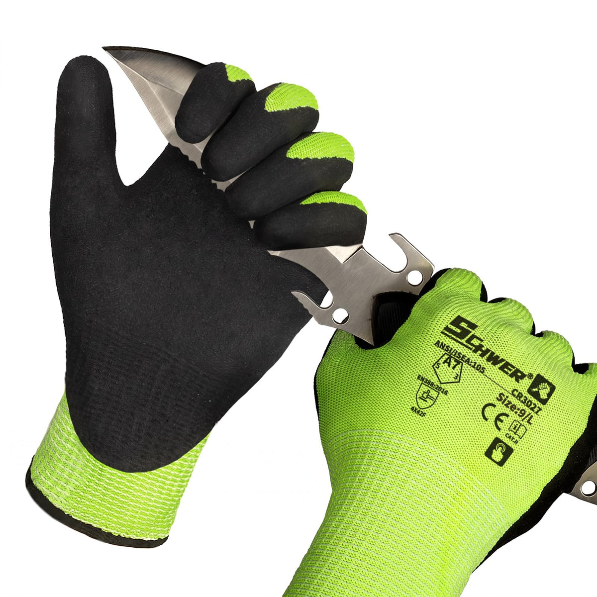 Schwer Cut Resistant Gloves | ANSI A7, Nitrile Grip, Touchscreen, 2 Pairs, CR3027