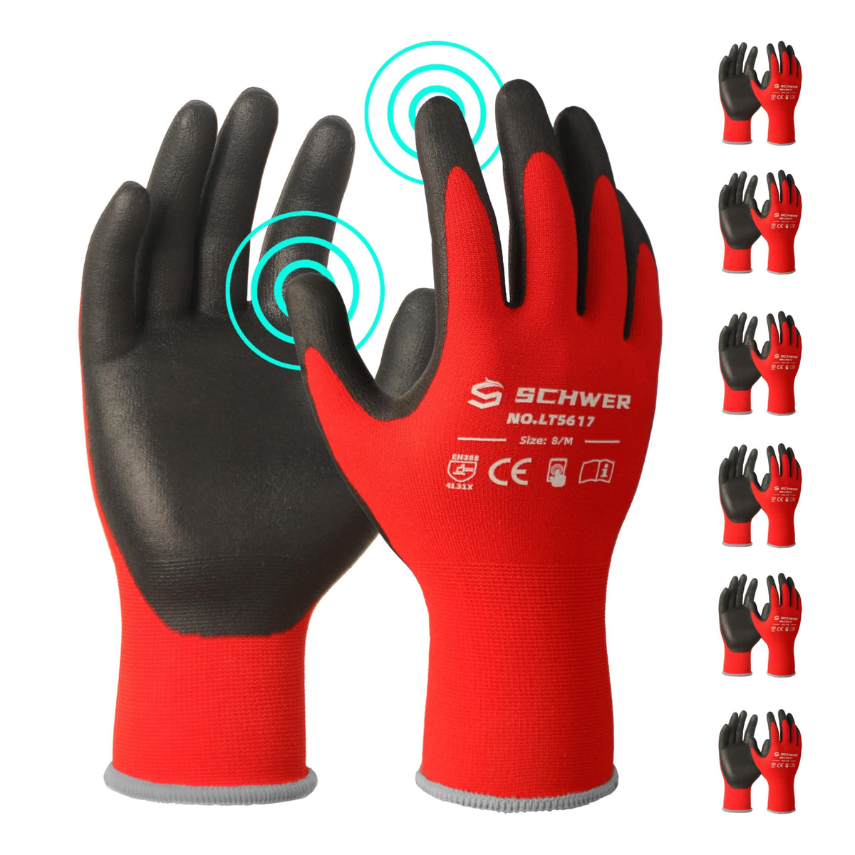 Schwer Gardening Gloves, Nitrile Grip, Touchscreen, 6 Pairs, LT5617 - product image 1