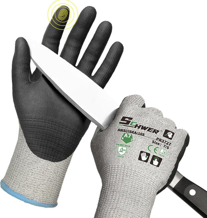Schwer ANSI A7 cut resistant work gloves with microfoam nitrile grip PR3727