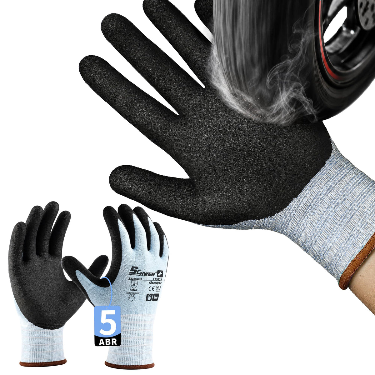 Schwer Work Gloves, Nitrile Grip, Touchscreen, 6 Pairs, LT5627 - product image 1