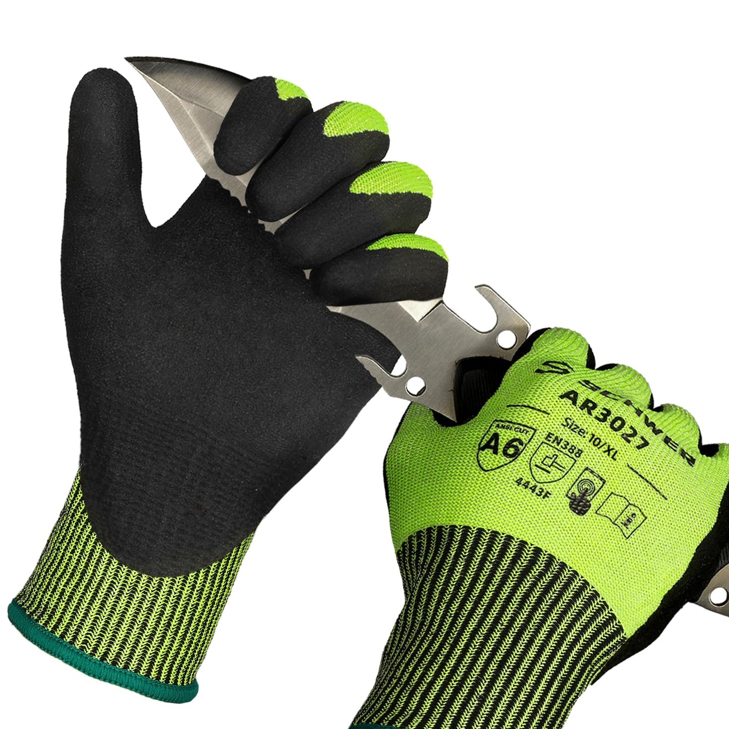 2 Pairs ANSI A6 Cut Resistant Work Gloves AR3027