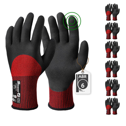 Schwer Safety Work Gloves | Level 6 Abrasion,3/4-Dip Sandy Nitrile,Wet & Oily Grip,Touchscreen, 6Pairs, LT5613