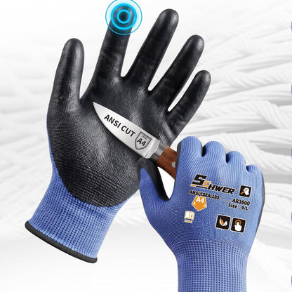 Schwer Cut Resistant Work Gloves | ANSI A4,18-Gauge,PU Grip,Touchscreen,AR3600