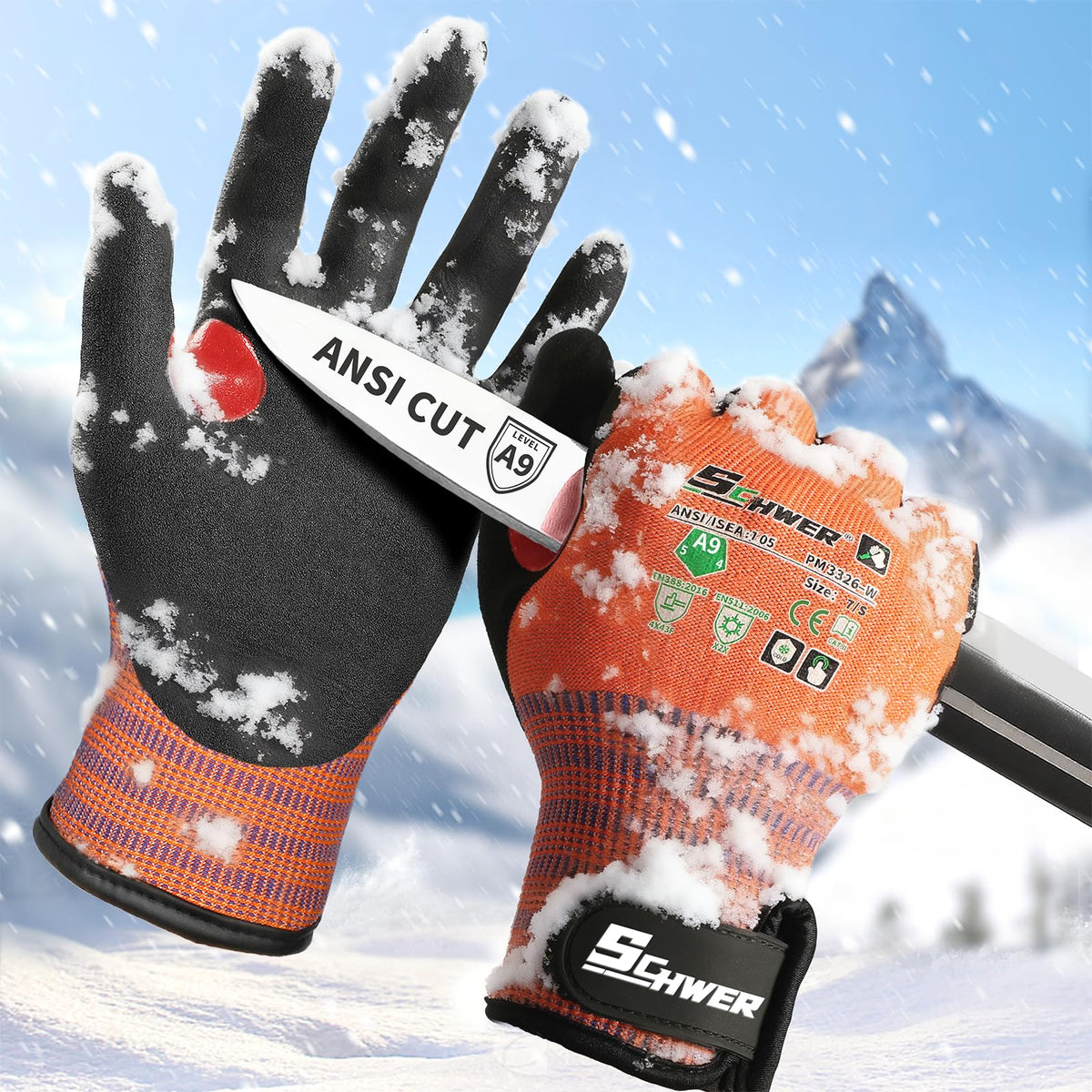 Schwer Winter Cut Resistant Gloves | ANSI A9, Nitrile Grip, Touchscreen, PM3326-W