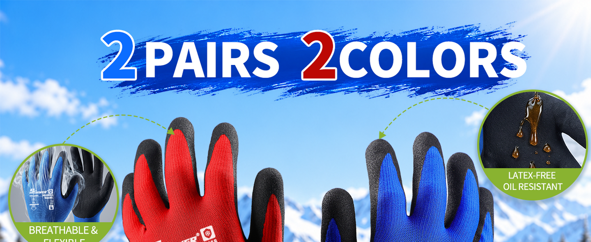Schwer Winter Work Gloves | Sandy Nitrile Grip, Fleece Lined, 2 Pairs, CR3318