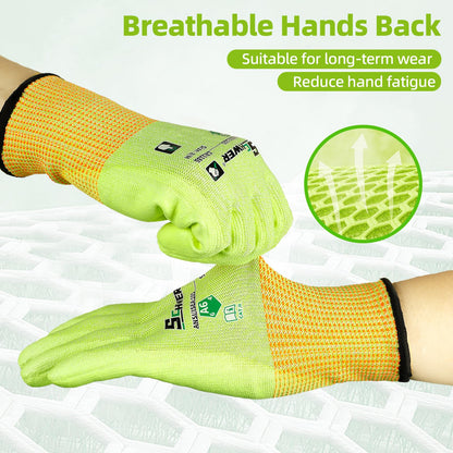 Schwer Cut Resistant Gloves | ANSI A6, PU Grip, Hi-Vis Yellow, 12 Pairs, CR3186