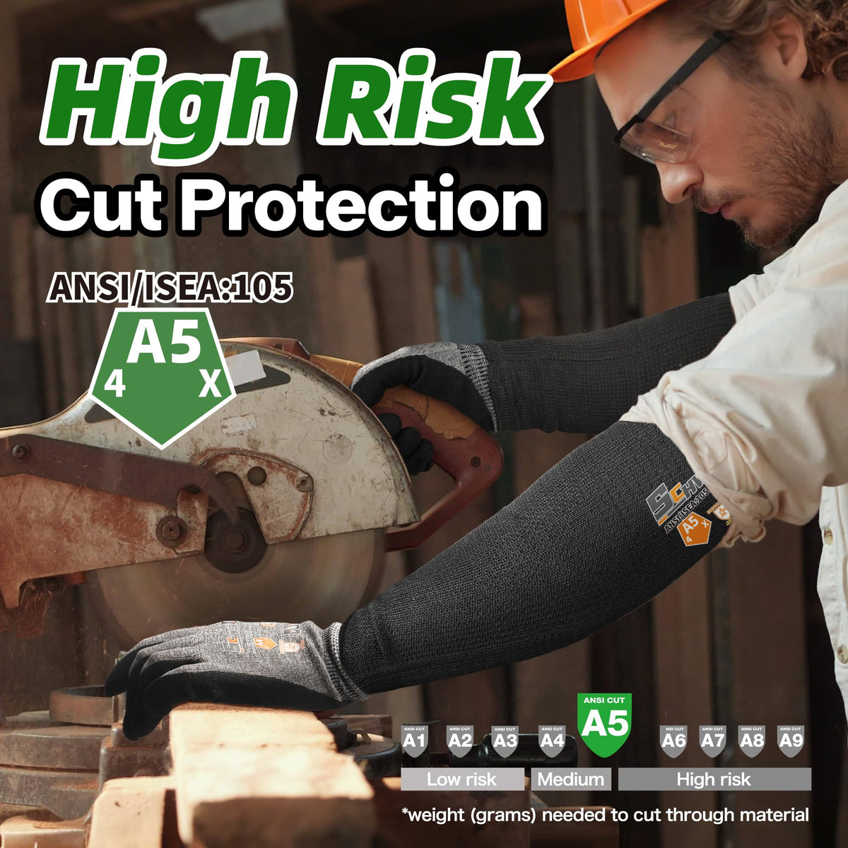Schwer Cut Resistant Arm Sleeves | ANSI A5,Cooling & UV Protection,18 Inch,S912