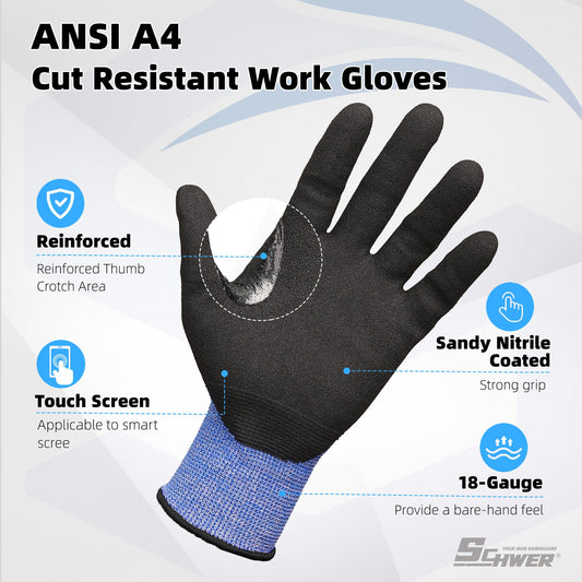 Schwer Air-Skin Cut Resistant Gloves | ANSI A4, Nitrile Grip, Touchscreen, AR3900