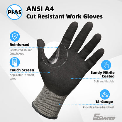 Schwer Air-Skin Cut Resistant Gloves, ANSI A4, Nitrile Grip, Touchscreen, AR5918 - product image 2