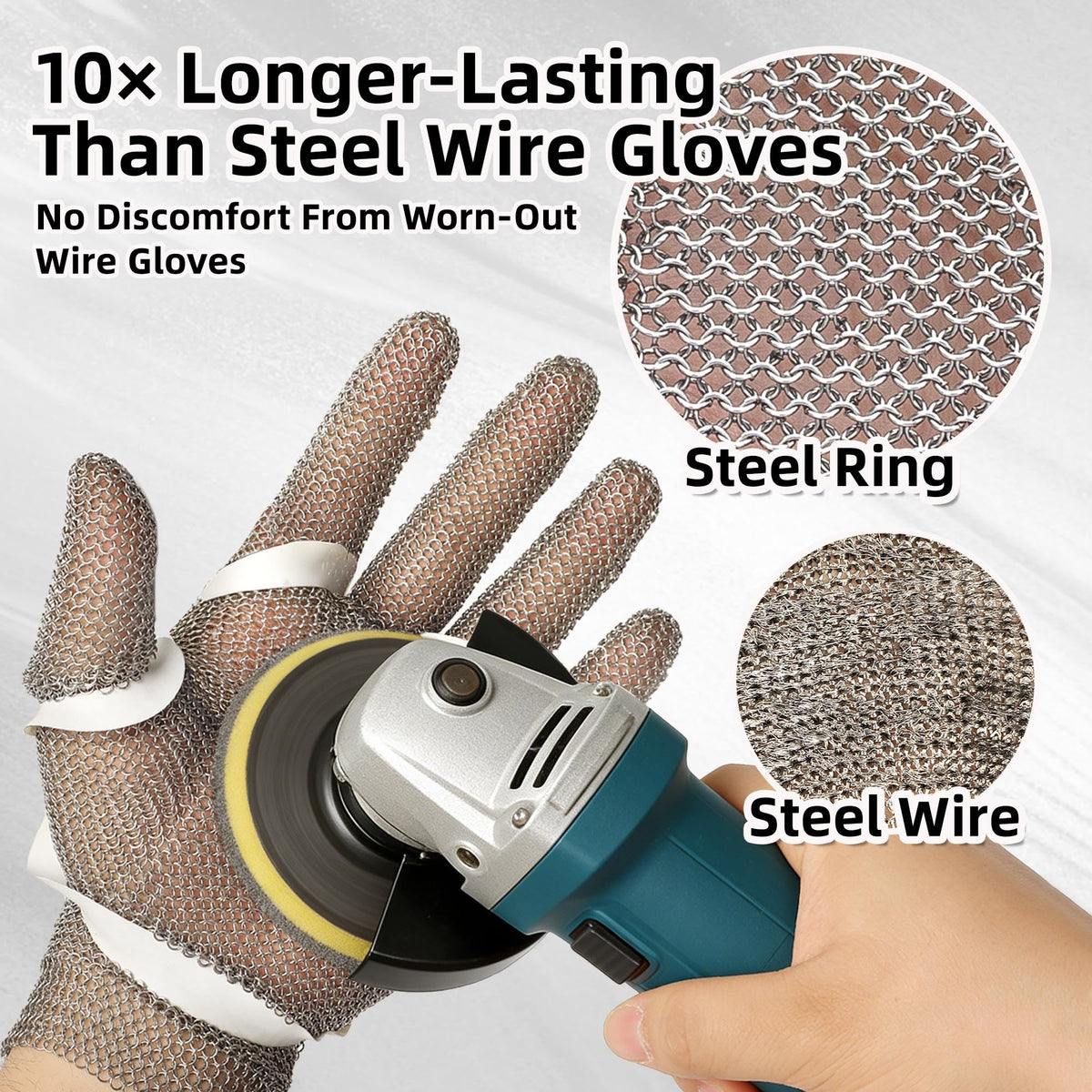 Schwer SlicePro Cut Resistant Gloves, ANSI A9, Stainless Steel Chainmail, PM5201 - product image 3
