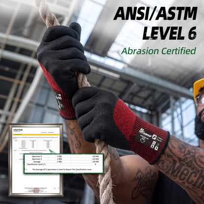 Schwer Safety Work Gloves | Level 6 Abrasion,3/4-Dip Sandy Nitrile,Wet & Oily Grip,Touchscreen, 6Pairs, LT5613