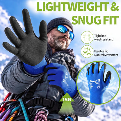 Schwer Winter Work Gloves | Sandy Nitrile Grip, Fleece Lined, 2 Pairs, CR3318