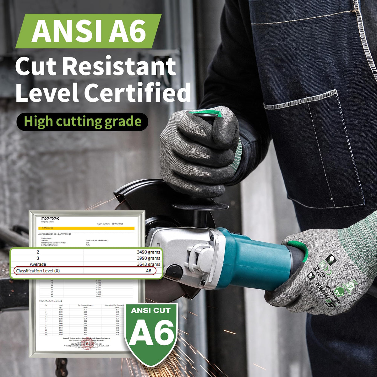 Schwer Cut Resistant Gloves | ANSI A6,13-Gauge,PU Grip,Touchscreen,12 Pairs,CR3099