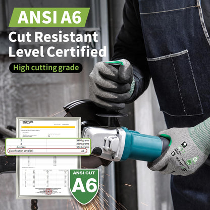 Schwer Cut Resistant Gloves | ANSI A6,13-Gauge,PU Grip,Touchscreen,12 Pairs,CR3099