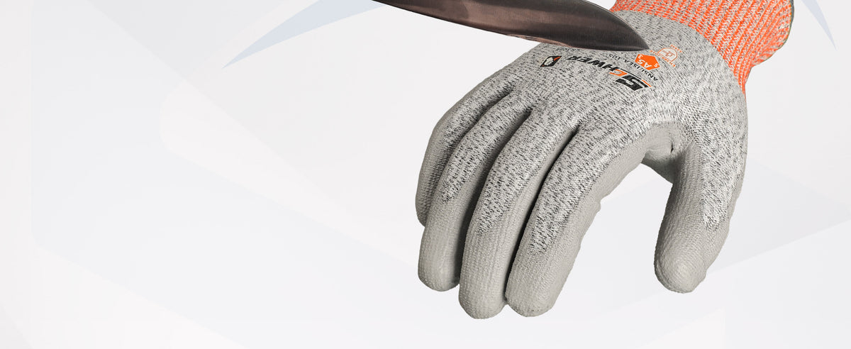 Guantes de trabajo resistentes a corte ANSI A4 con recubrimiento PU, CR13001 - ANSI A5 Cut Protection