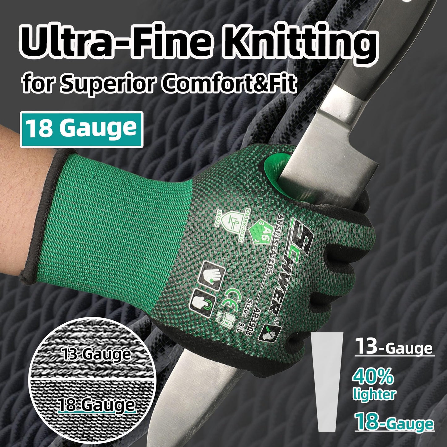 Schwer ANSI A6 Cut Resistant Gloves | AIR-SKIN, Micro Foam Nitrile, AR3908