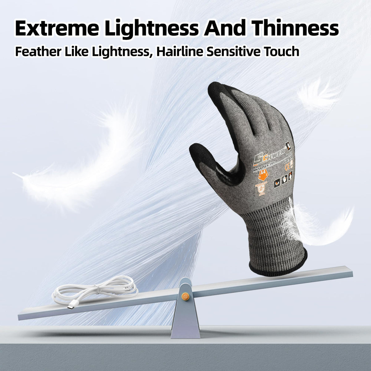 Schwer Air-Skin Cut Resistant Gloves, ANSI A4, Nitrile Grip, Touchscreen, AR5918 - product image 3