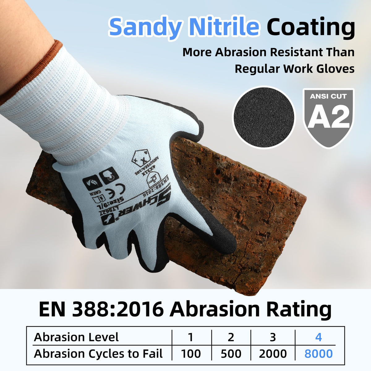 Schwer Work Gloves, Nitrile Grip, Touchscreen, 6 Pairs, LT5627 - product image 3